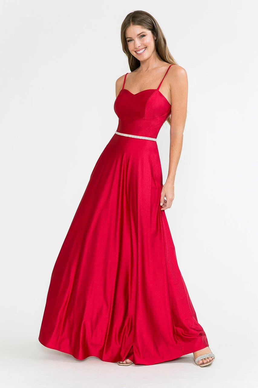Elegant A-Line Sweetheart Sleeveless Sparkling Red Floor-Length Prom Dress for Women