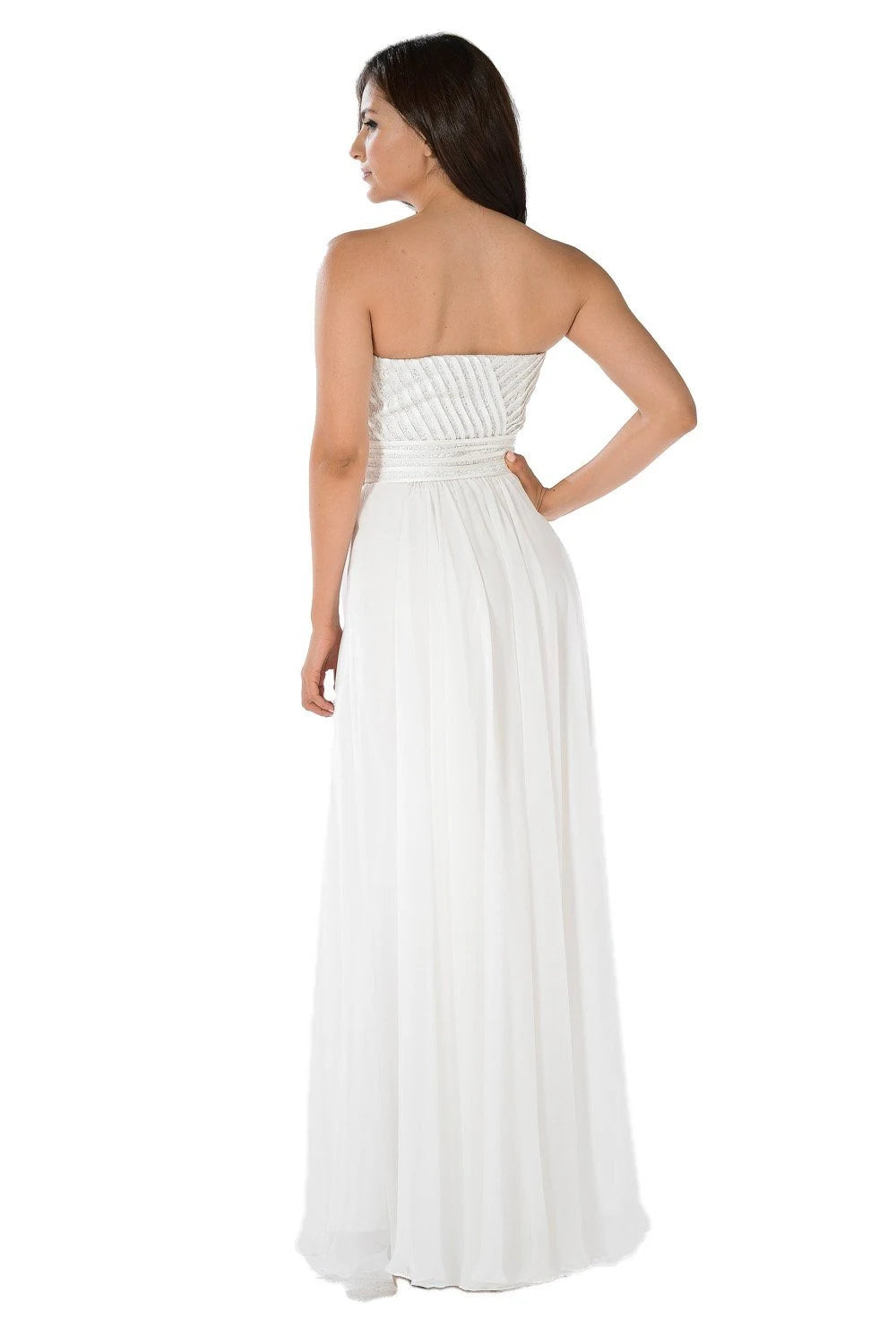 Elegant A-Line Sweetheart Strapless Beaded White Floor-Length Prom Dress Women's