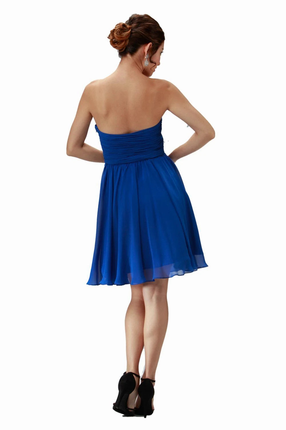 Elegant A-Line Sweetheart Strapless Ruched Royal Blue Short Homecoming Dress for Women