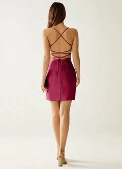Elegant Bodycon Cowl Neck Sleeveless Draped Backless Wine Red Mini Homecoming Dress