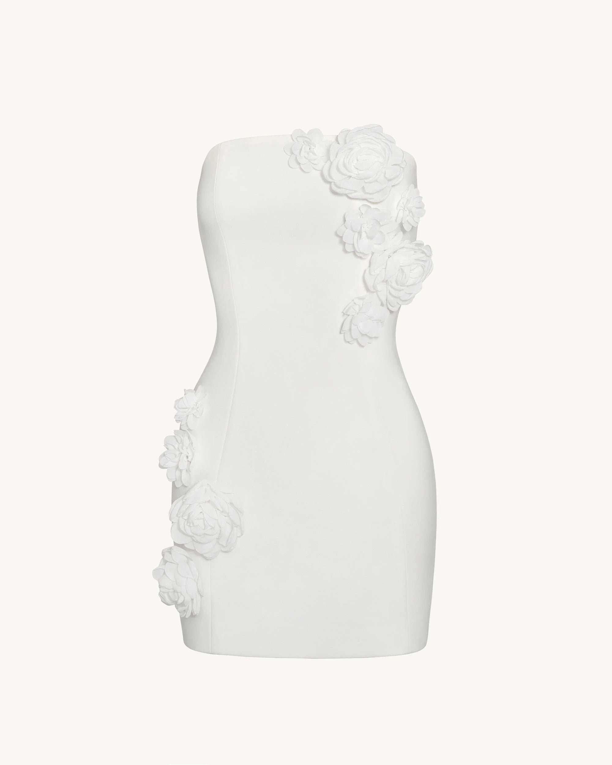 Elegant Bodycon Strapless Floral Applique Modern White Mini Homecoming Women's Dress