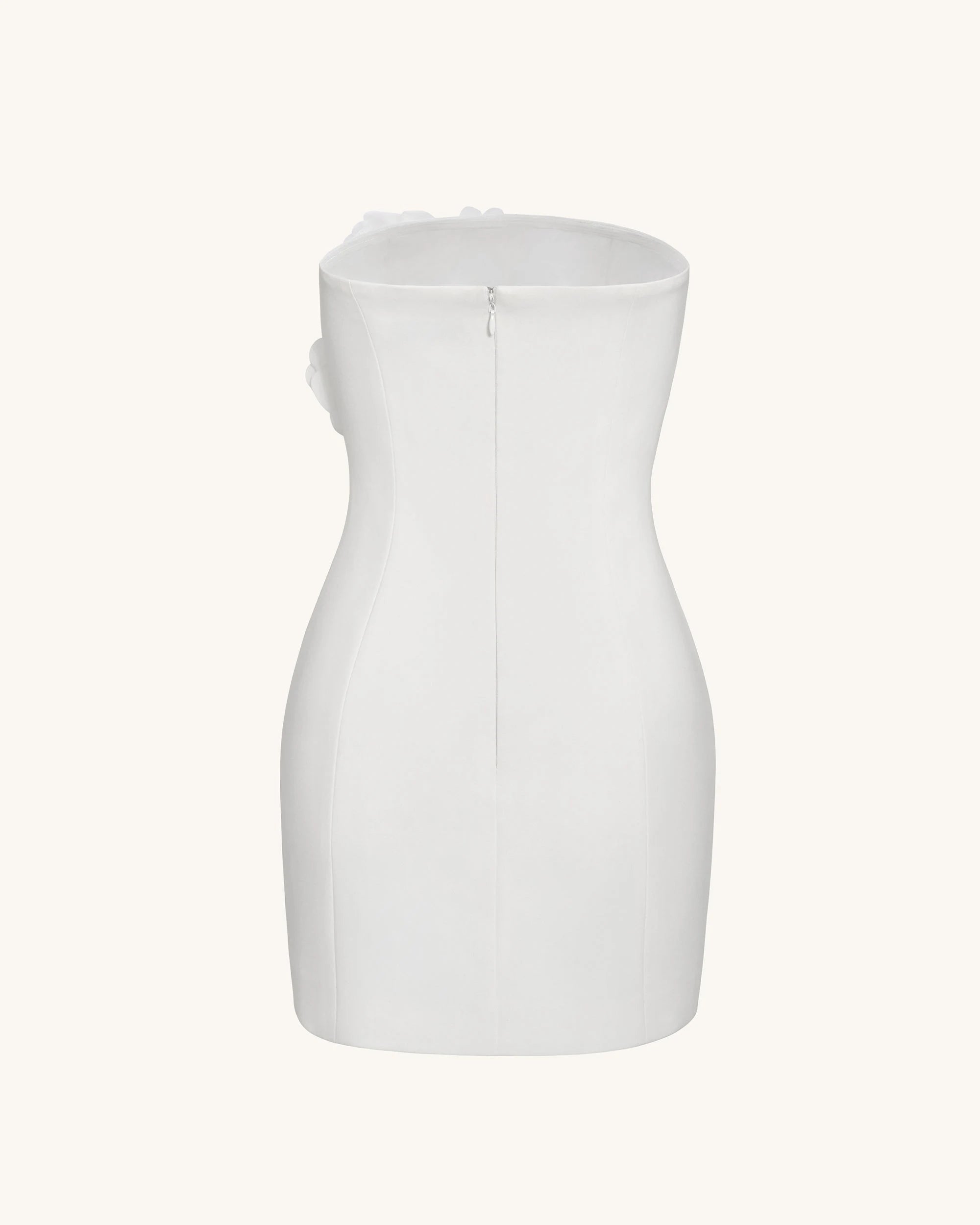 Elegant Bodycon Strapless Floral Applique Modern White Mini Homecoming Women's Dress