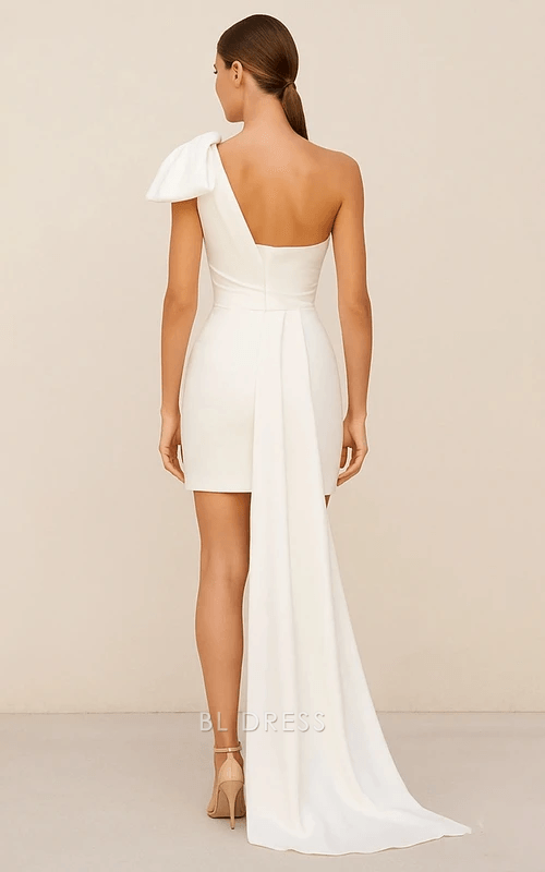 Elegant Fitted One-Shoulder Sequin Bodice Draped Ivory Mini Homecoming Women's Gown