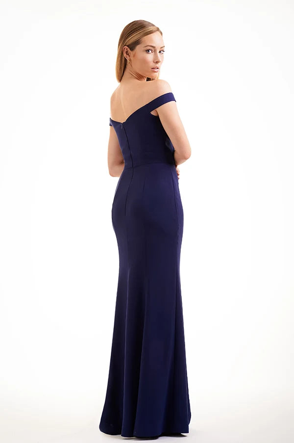 Elegant Mermaid Off-Shoulder Chic Formal Navy Blue Floor-Length Prom Dress For Women