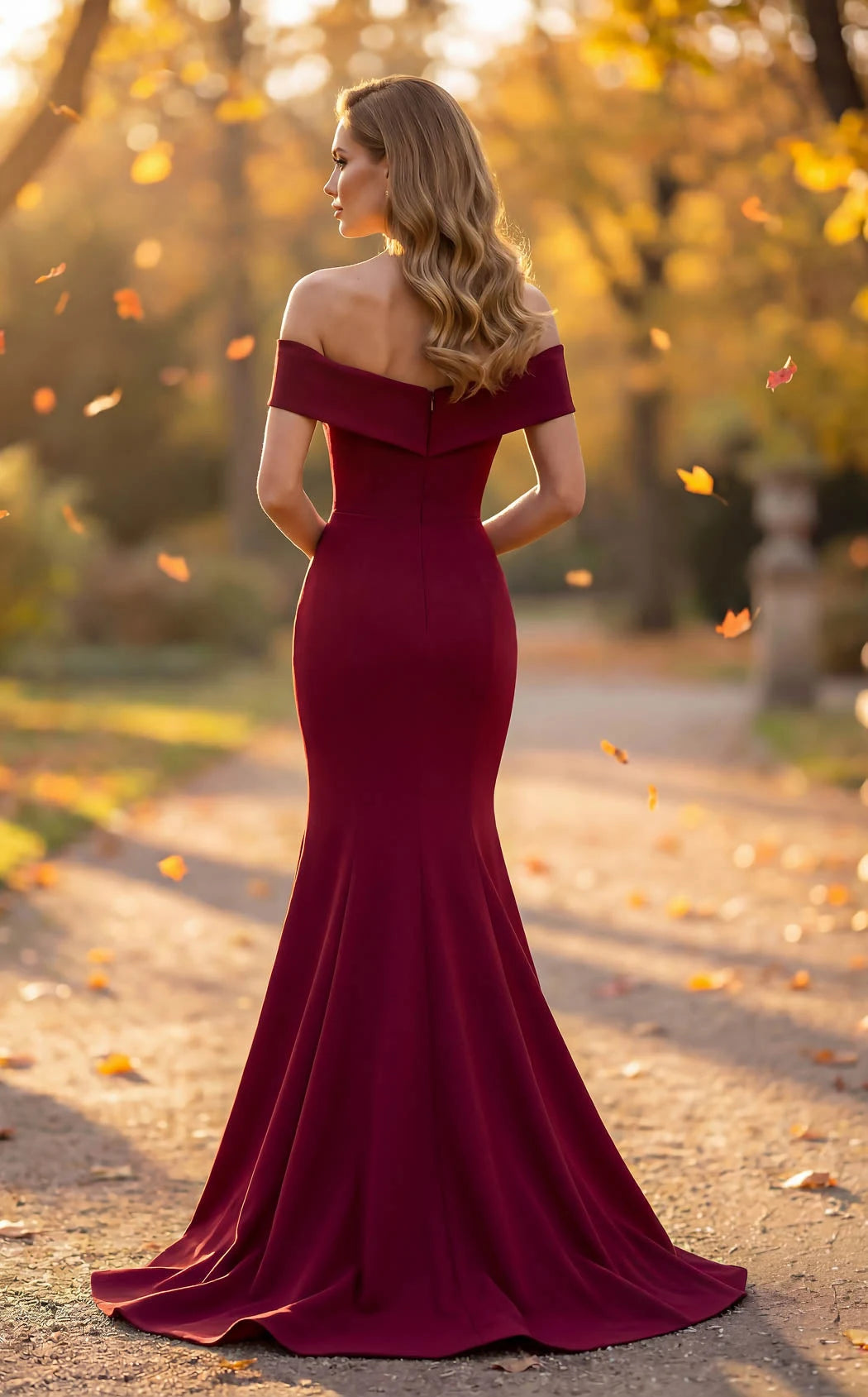 Elegant Mermaid Off-Shoulder Ruched Embellished Burgundy Floor-Length Prom Dresses Women's Gown