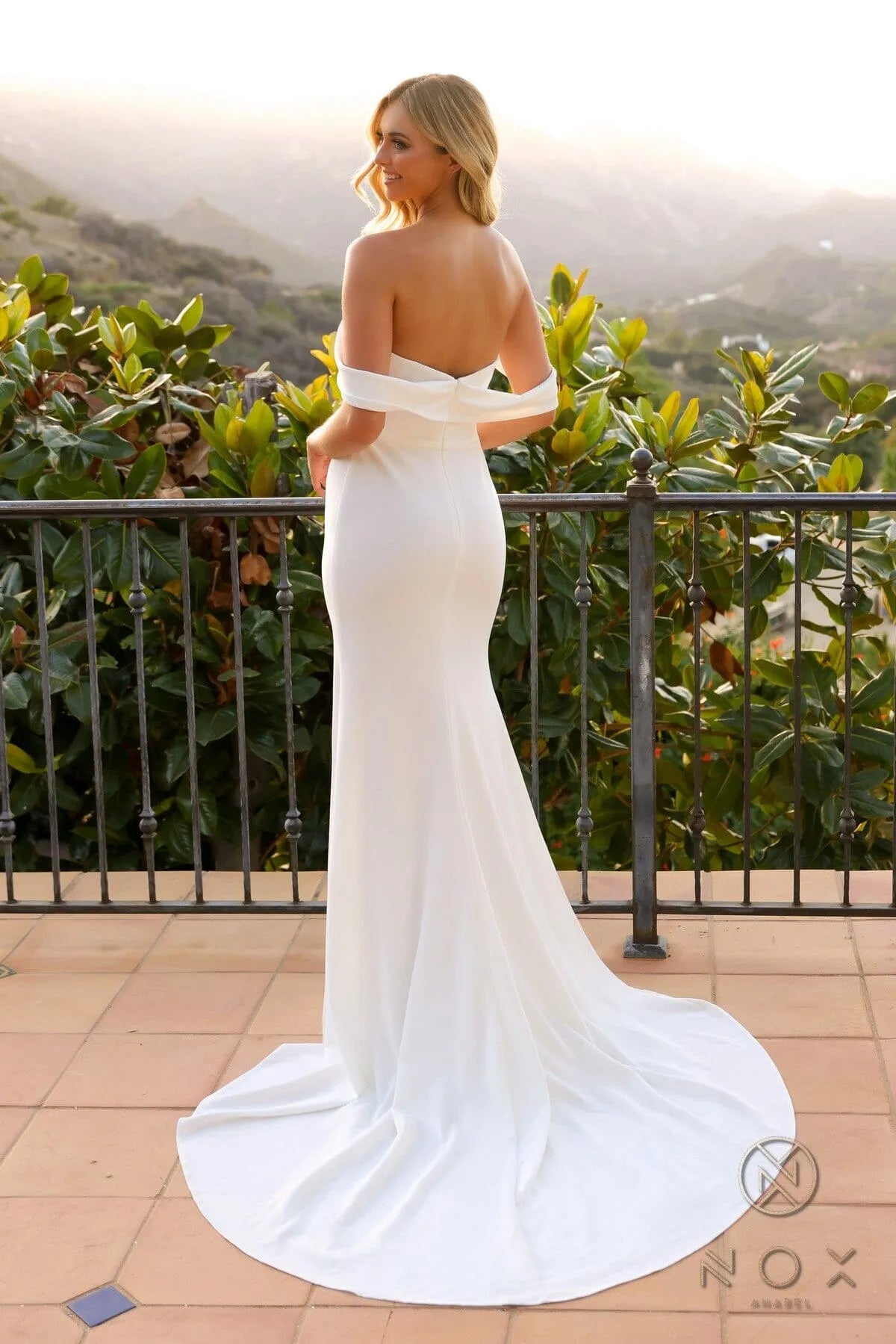 Elegant Mermaid Off-Shoulder Ruched Slit Ivory Floor-Length Prom Dresses Women's Gown