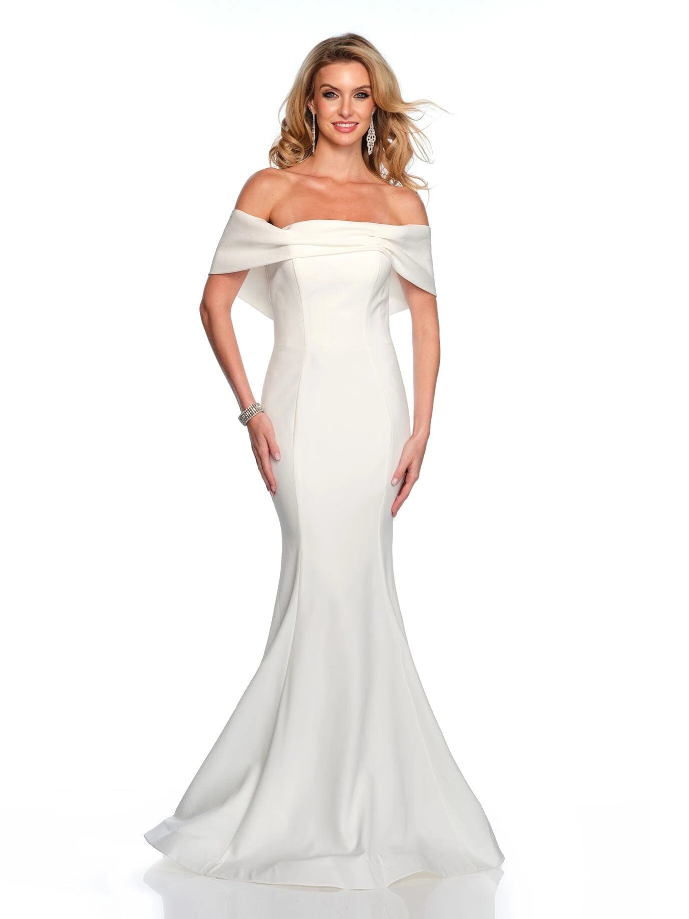 Elegant Mermaid Off-Shoulder Sleeveless Draped Classic Ivory Floor-Length Prom Dresses Women's Gown