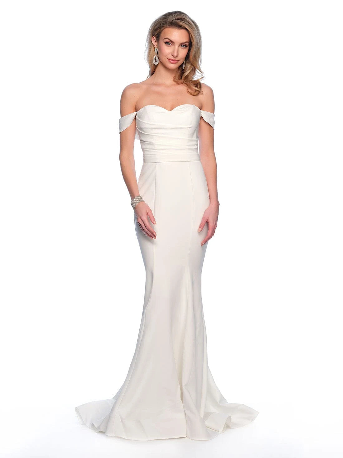 Elegant Mermaid Off-Shoulder Sweetheart Glamorous Ivory Floor-Length Women's Prom Gown