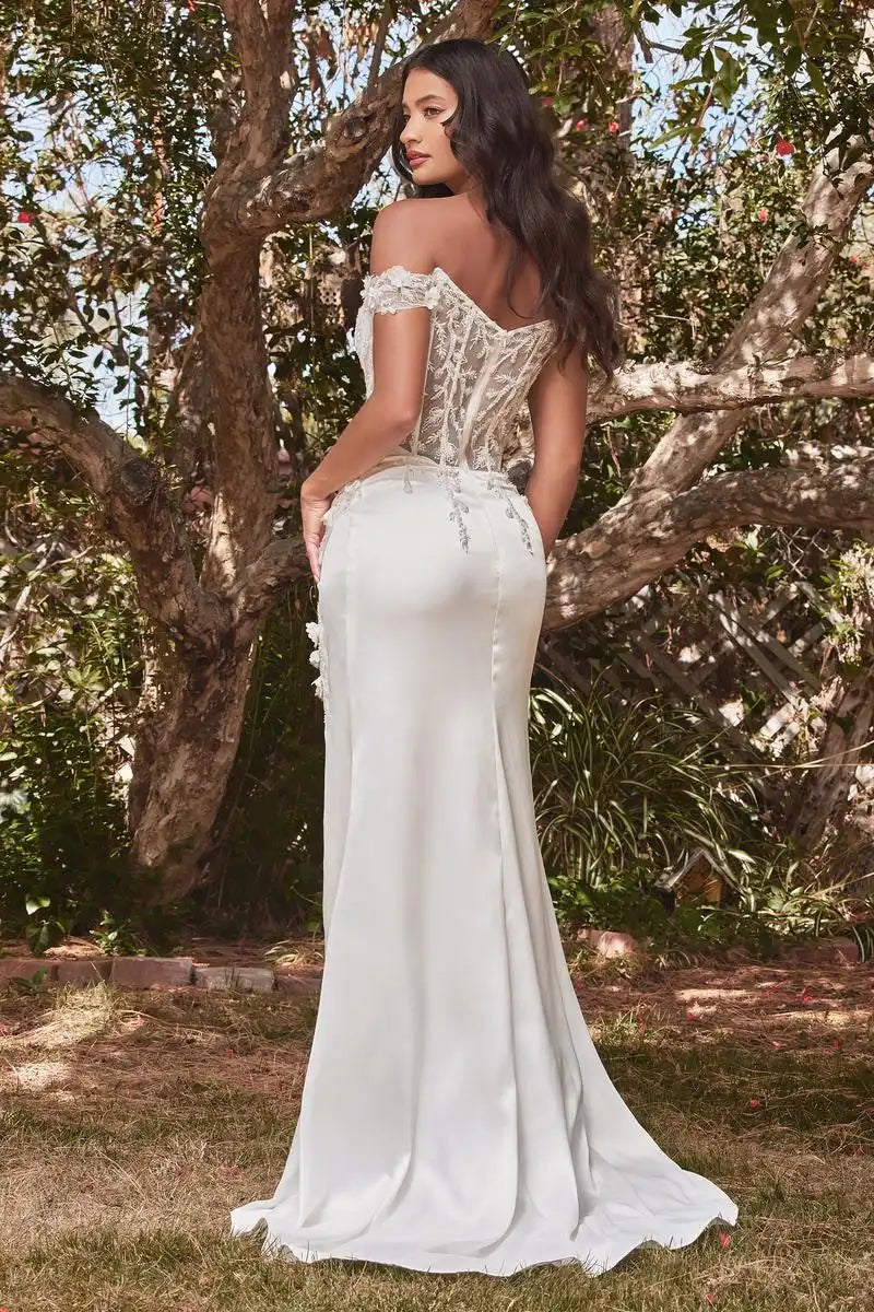 Elegant Mermaid Off-Shoulder Sweetheart High Slit Ivory Floor-Length Prom Dress Gown