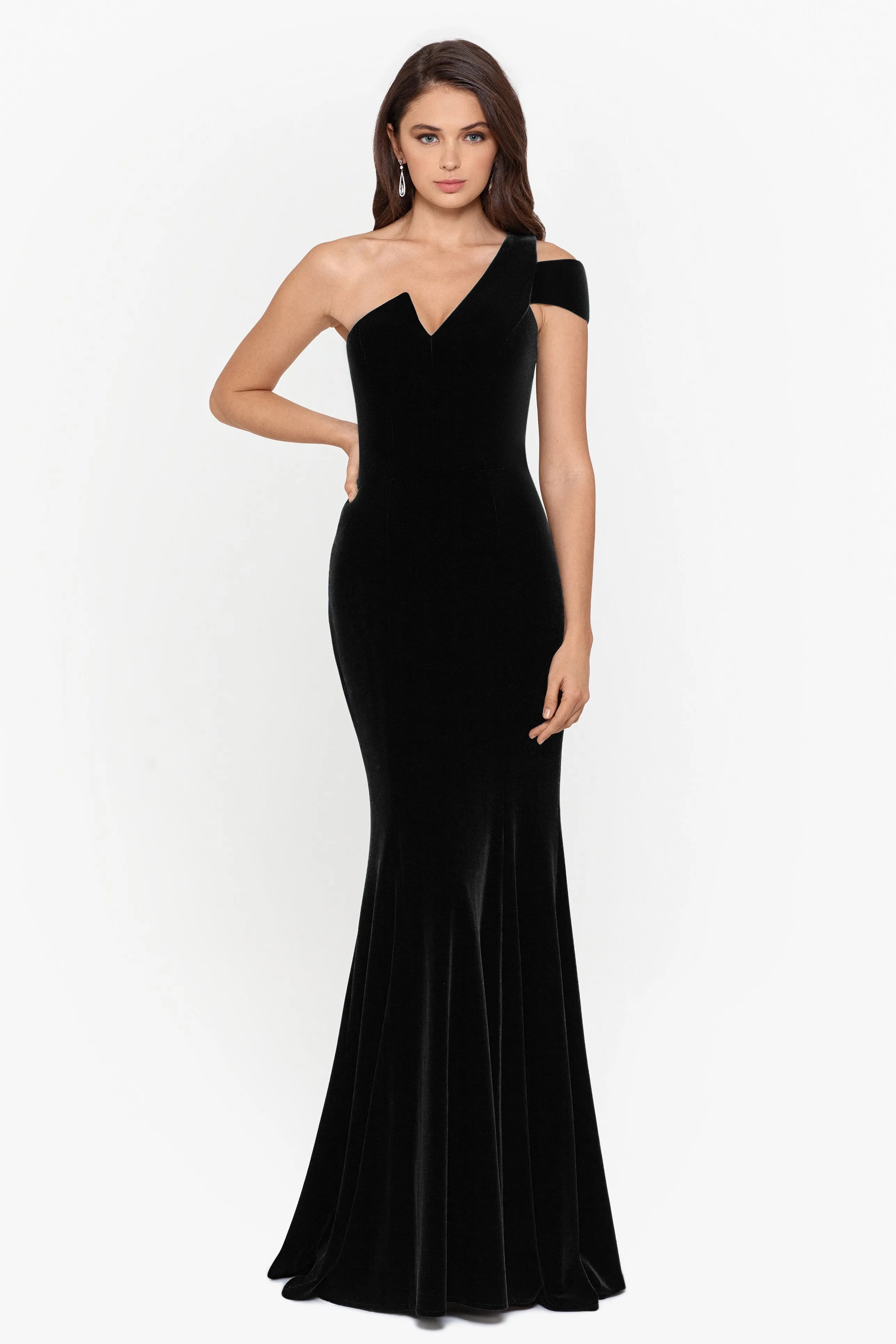 Elegant Mermaid One-Shoulder Sleeveless Glamorous Chic Black Floor-Length Prom Dresses for Women Formal