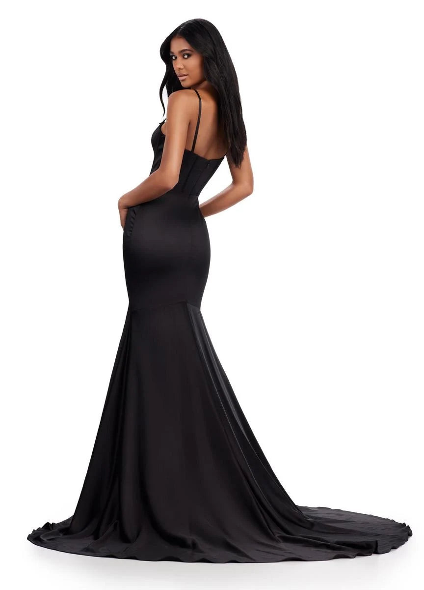 Elegant Mermaid Plunge V-Neck Sleeveless Strappy Black Floor-Length Prom Dresses Women's Gown
