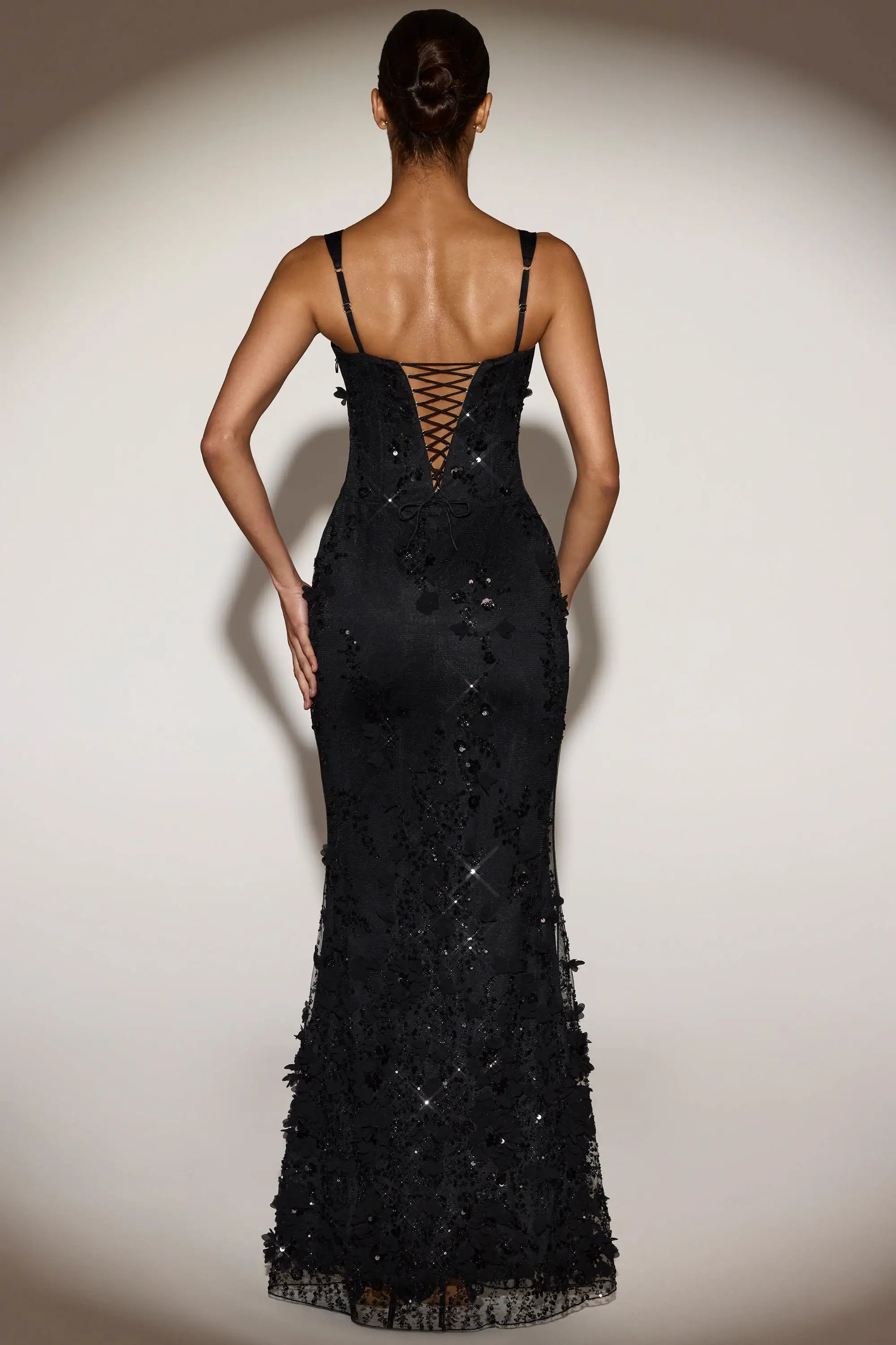 Elegant Mermaid Square Neck Sleeveless Sequin Black Floor-Length Prom Dress