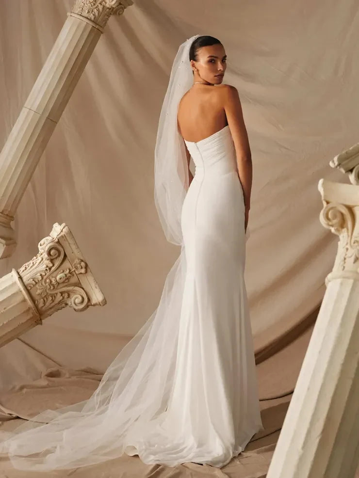 Elegant Mermaid Sweetheart Off-Shoulder Romantic Ivory Floor-Length Wedding Dresses Bride Gown