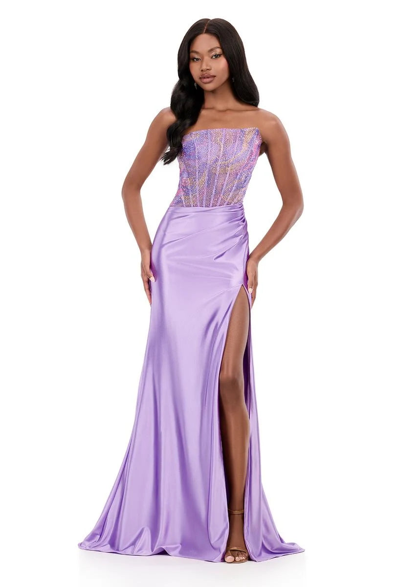 Elegant Mermaid Sweetheart Sequin Ruched Lilac Floor-Length Prom Dresses Women's Gown