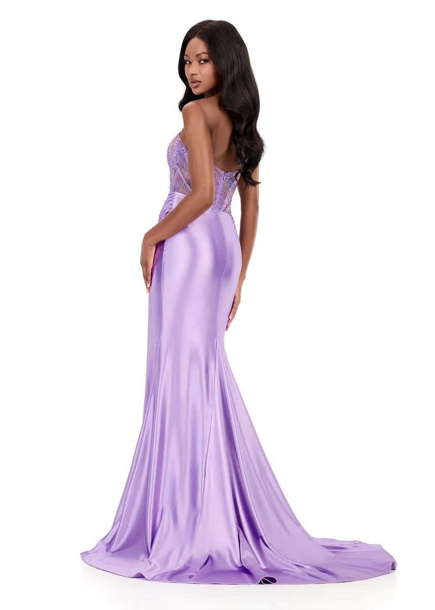 Elegant Mermaid Sweetheart Sequin Ruched Lilac Floor-Length Prom Dresses Women's Gown
