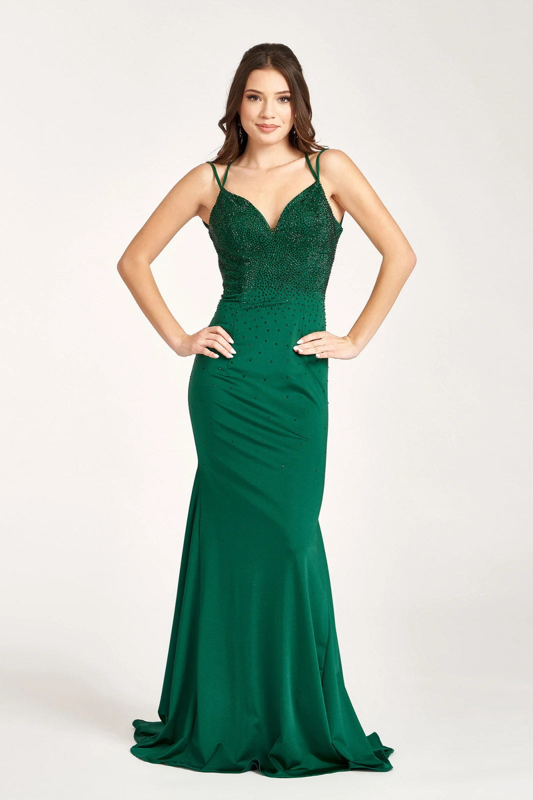 Elegant Mermaid Sweetheart Sleeveless Beaded Backless Emerald Green Floor-Length Prom Dress
