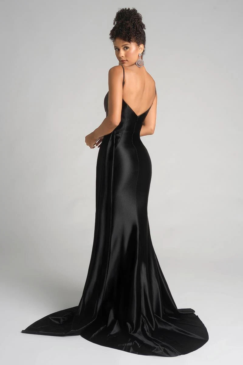 Elegant Mermaid Sweetheart Sleeveless High Slit Black Floor-Length Prom Dress for Women