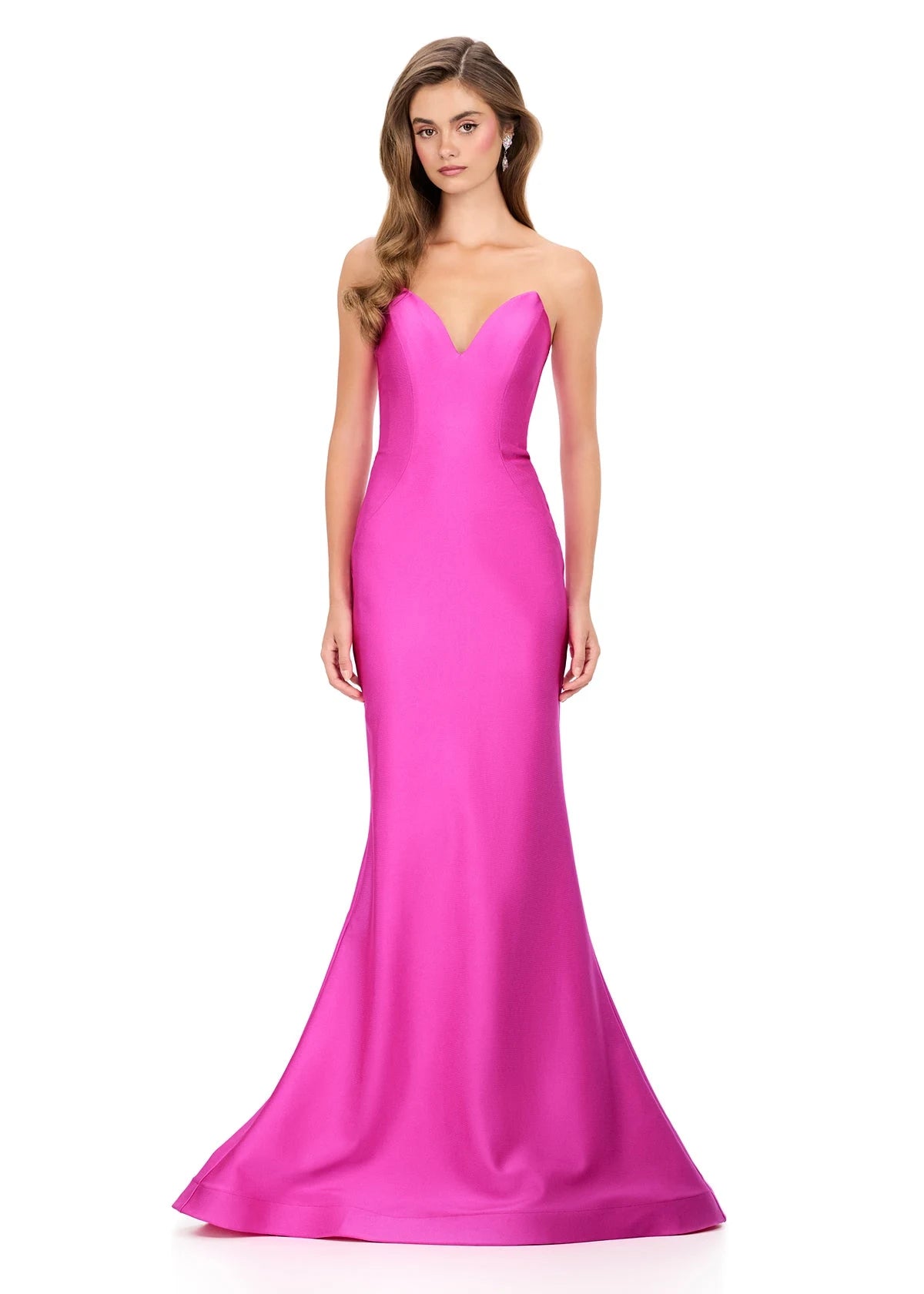 Elegant Mermaid Sweetheart Strapless Corset Back Hot Pink Floor-Length Prom Dress