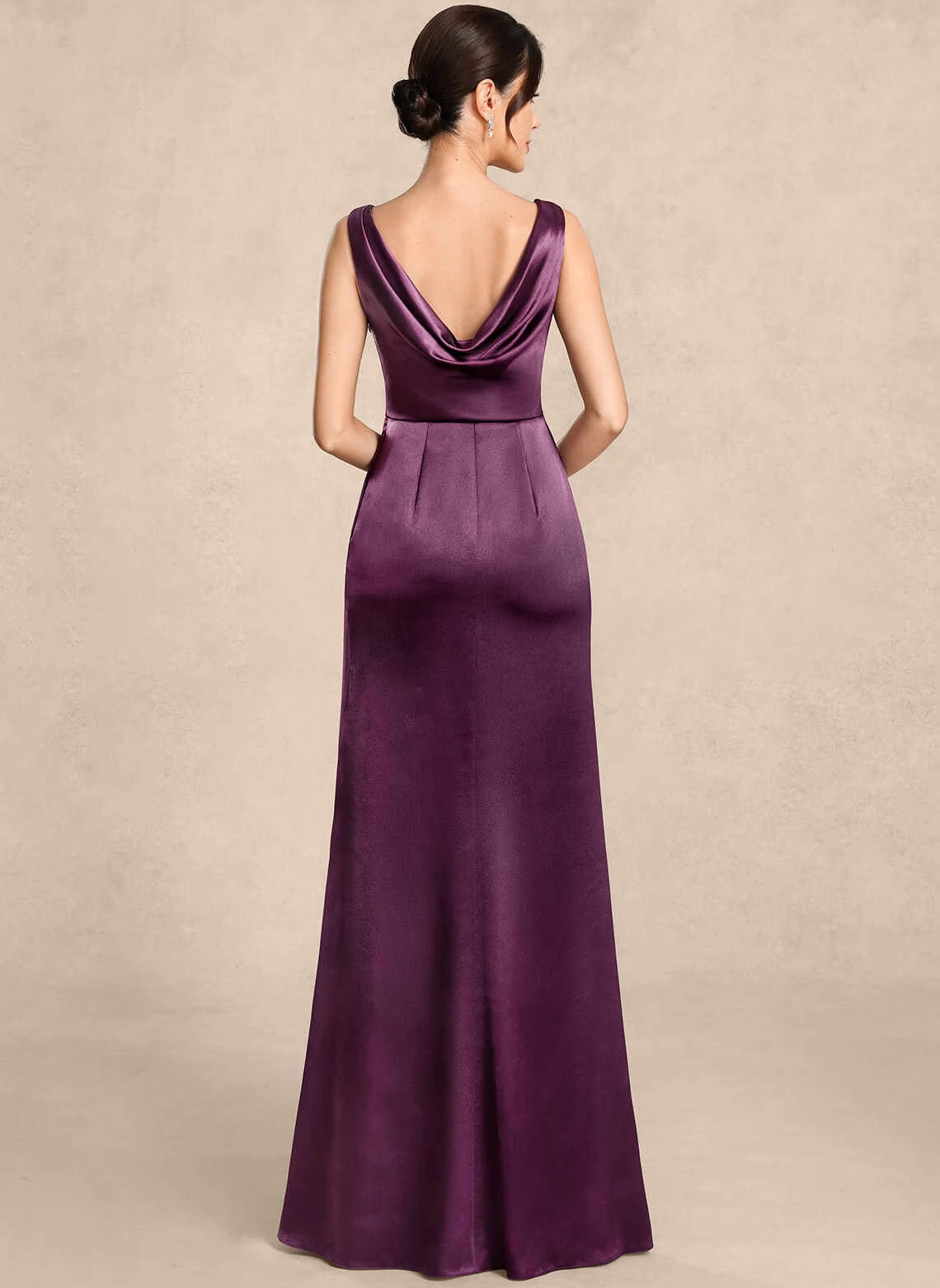 Elegant Sheath Bateau Sleeveless Pleated Purple Mother Of The Bride Dress