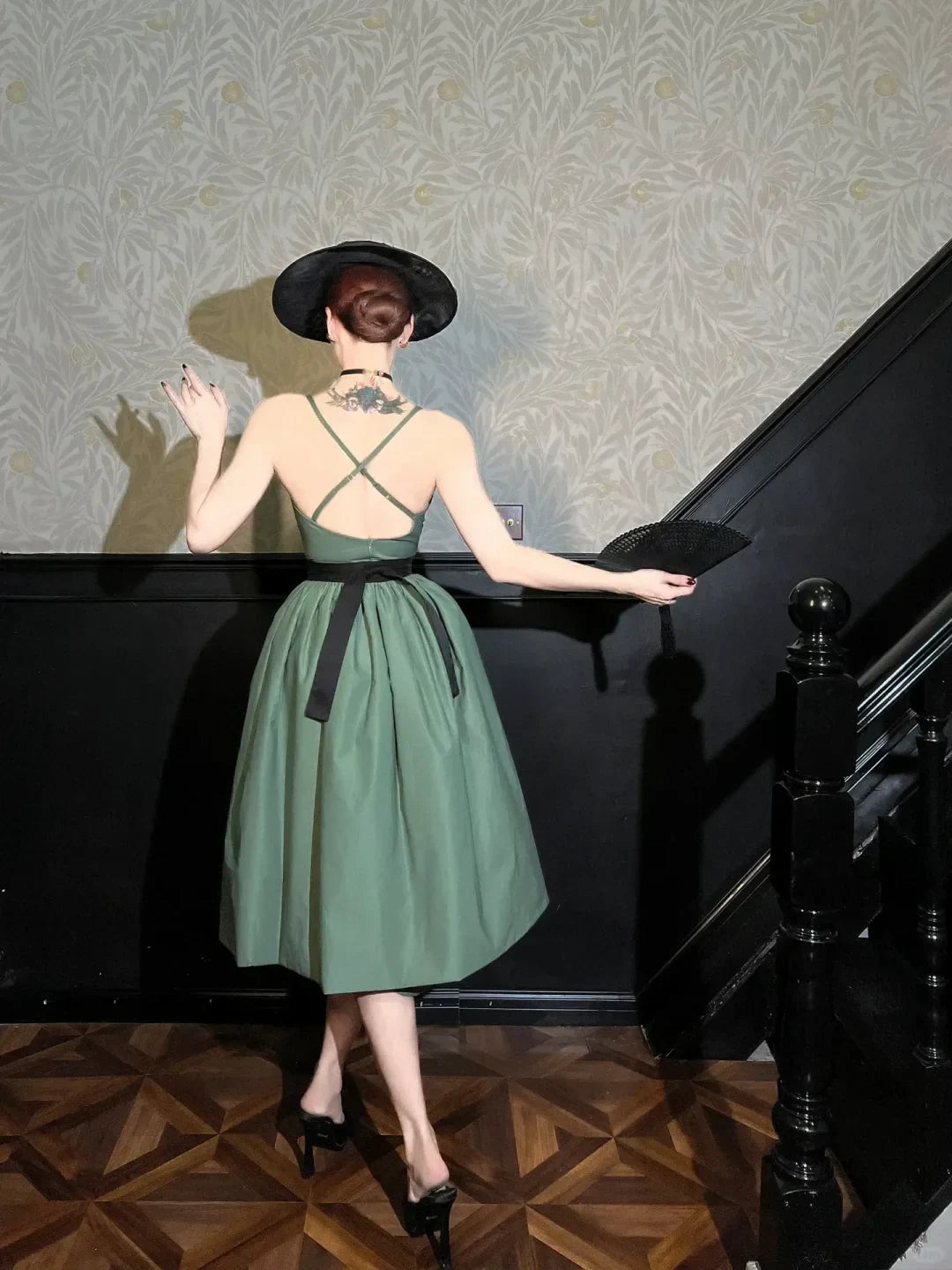 Elegant Sheath Cowl Neck Sleeveless Draped Ruched Olive Green Midi Homecoming Women's Dress