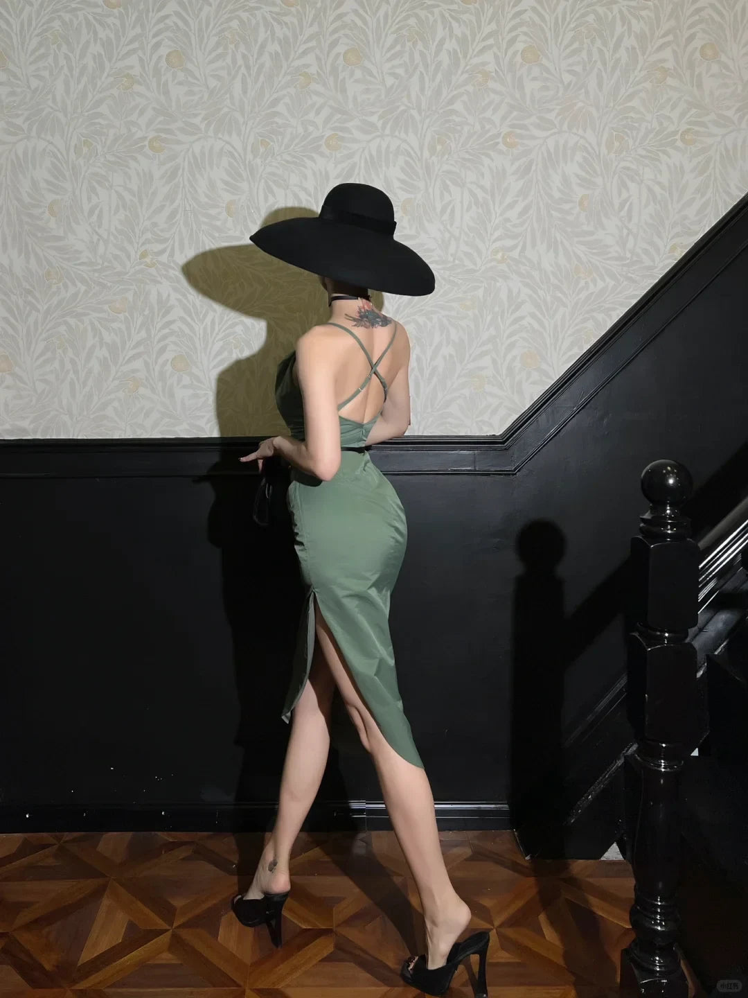 Elegant Sheath Cowl Neck Sleeveless Draped Ruched Olive Green Midi Homecoming Women's Dress