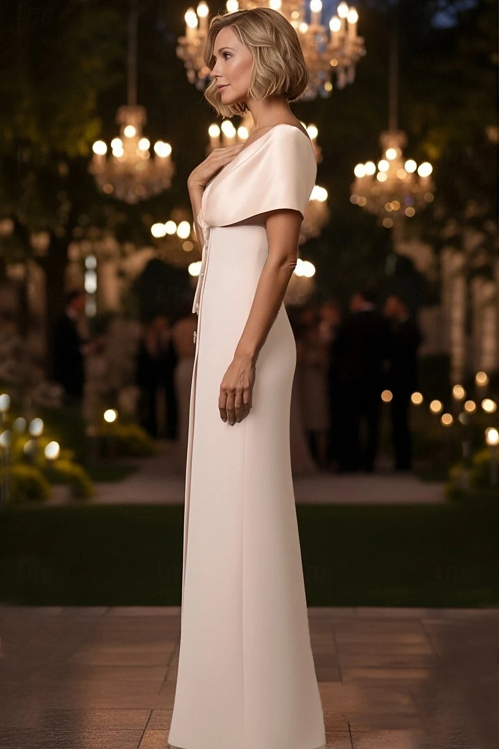 Elegant Sheath Off-Shoulder V-Neck Draped Bow-Back Blush Pink Floor-Length Evening Gown