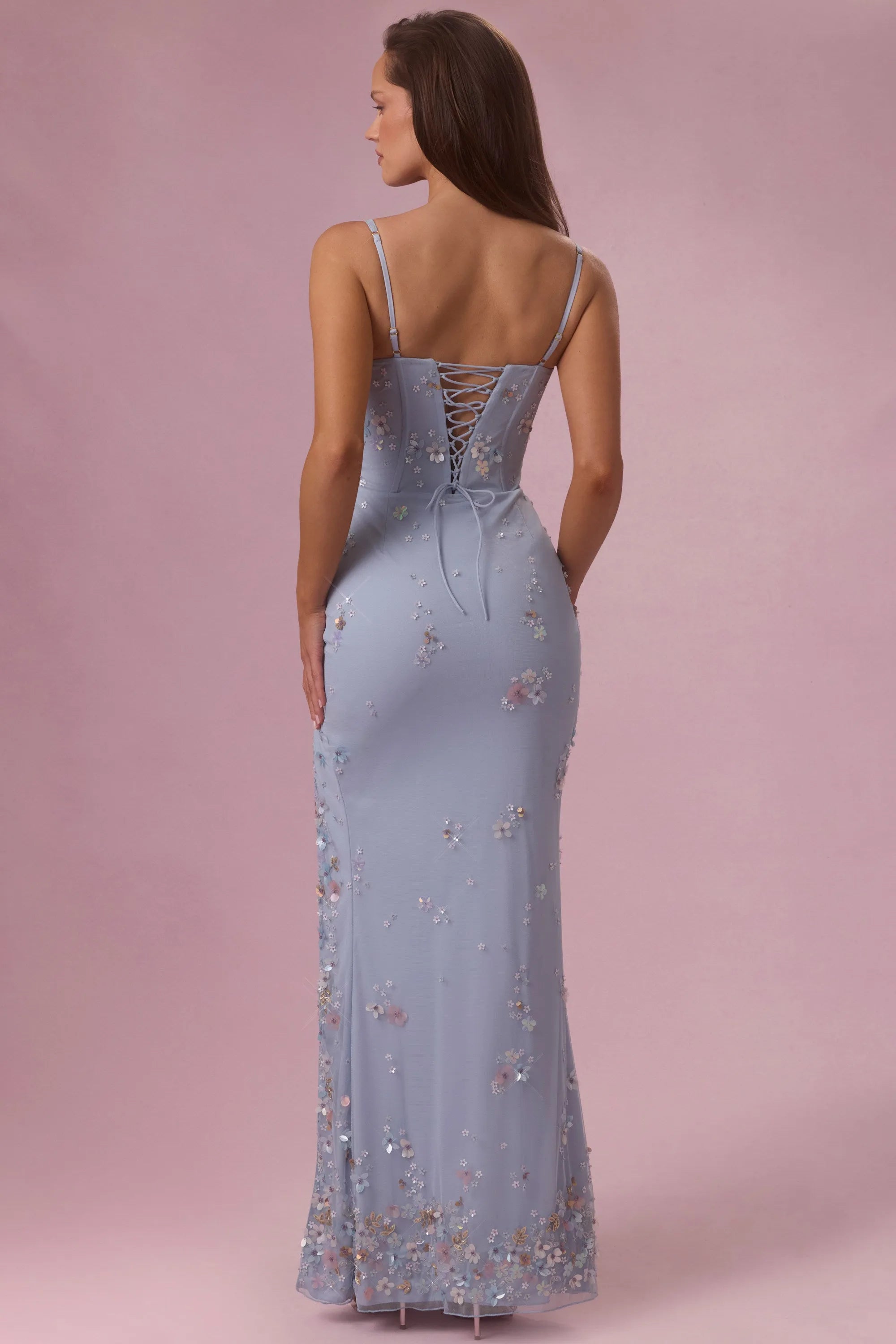 Elegant Sheath Square Neck Sleeveless Beaded Slit Periwinkle Floor-Length Prom Gown