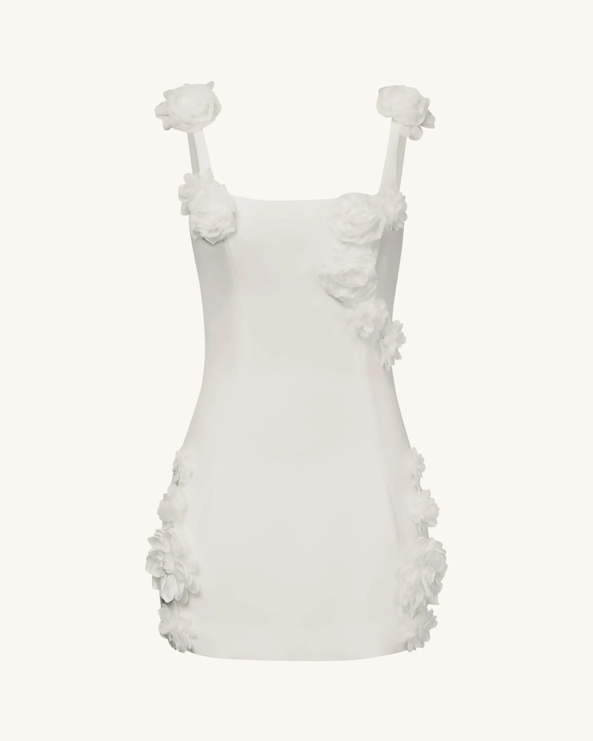 Elegant Sheath Square Neck Sleeveless Floral Ivory Mini Homecoming Dress Women