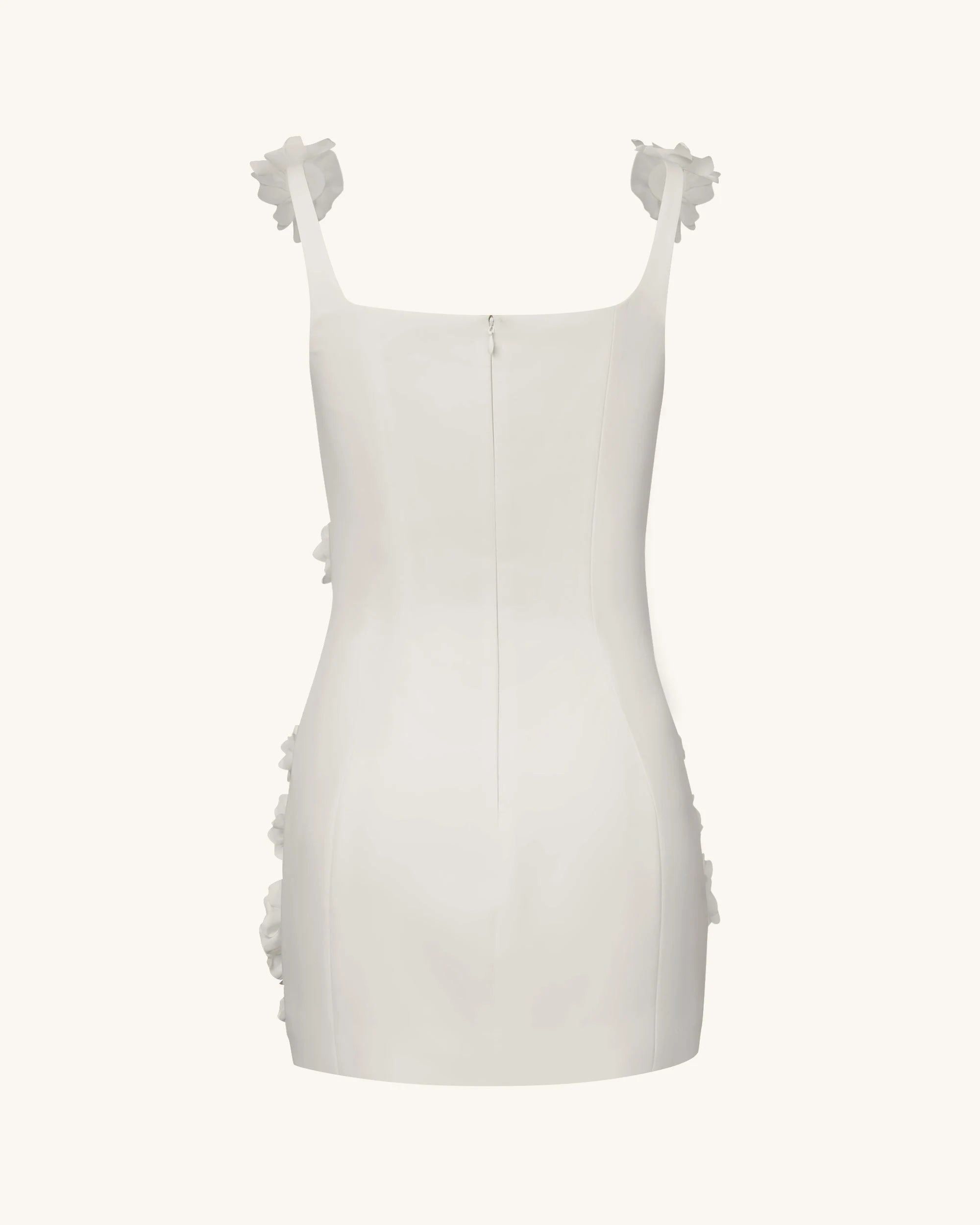 Elegant Sheath Square Neck Sleeveless Floral Ivory Mini Homecoming Dress Women