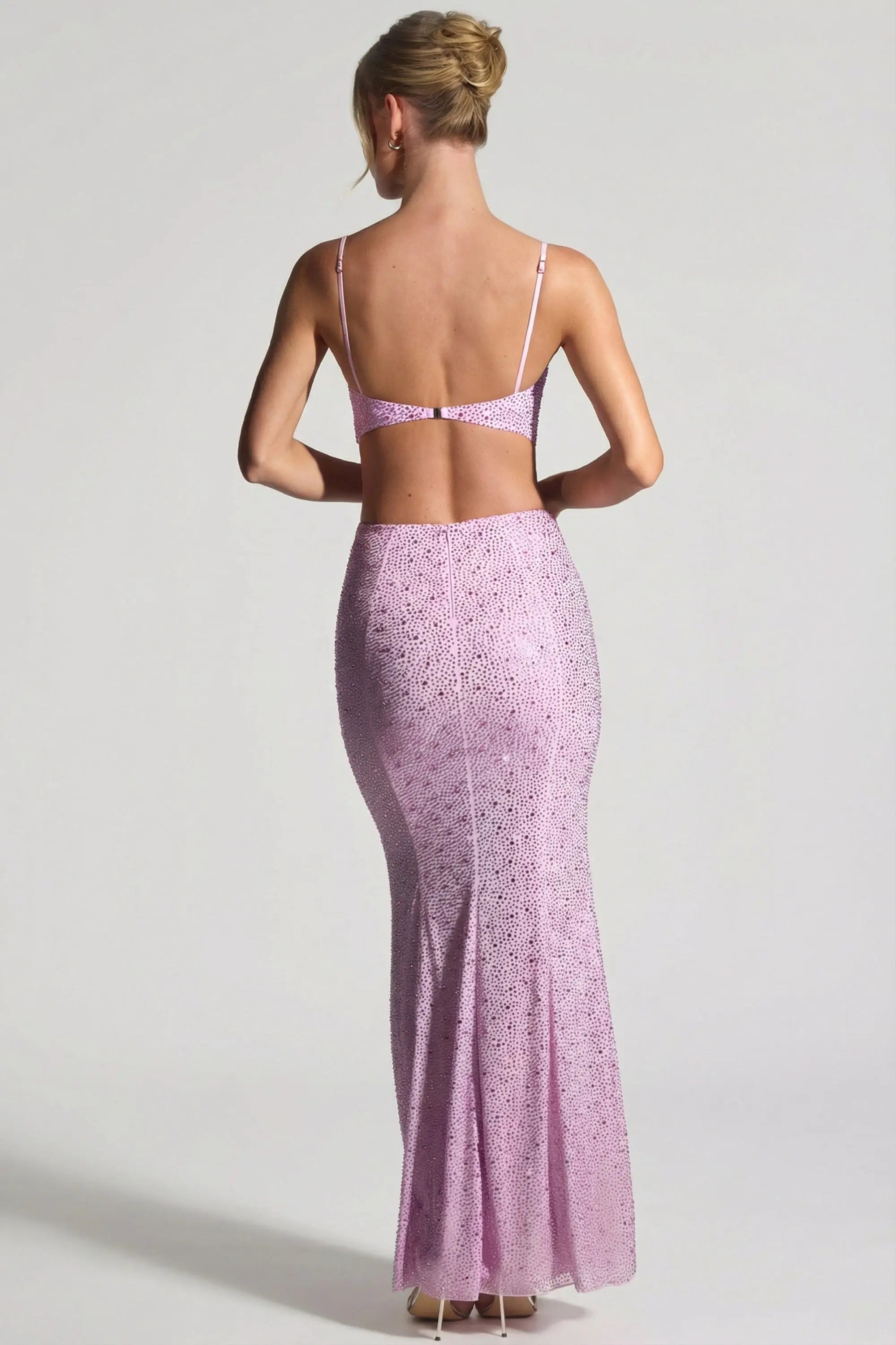 Elegant Sheath Square Neck Sleeveless High Slit Cutout Lilac Floor-Length Prom Dress