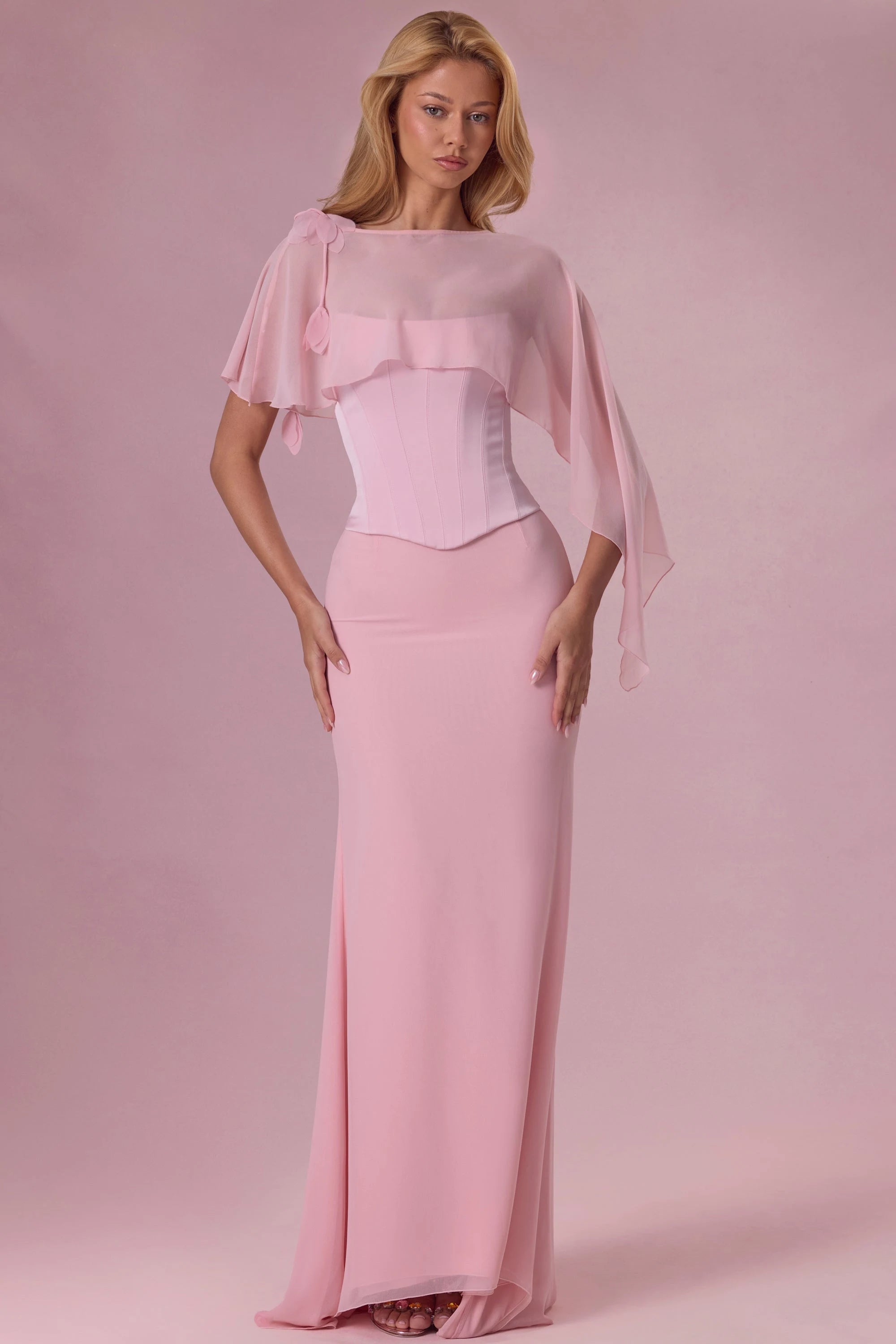 Elegant Sheath Strapless Sleeveless Corset Back Pink Floor-Length Prom Dress Women's Gown