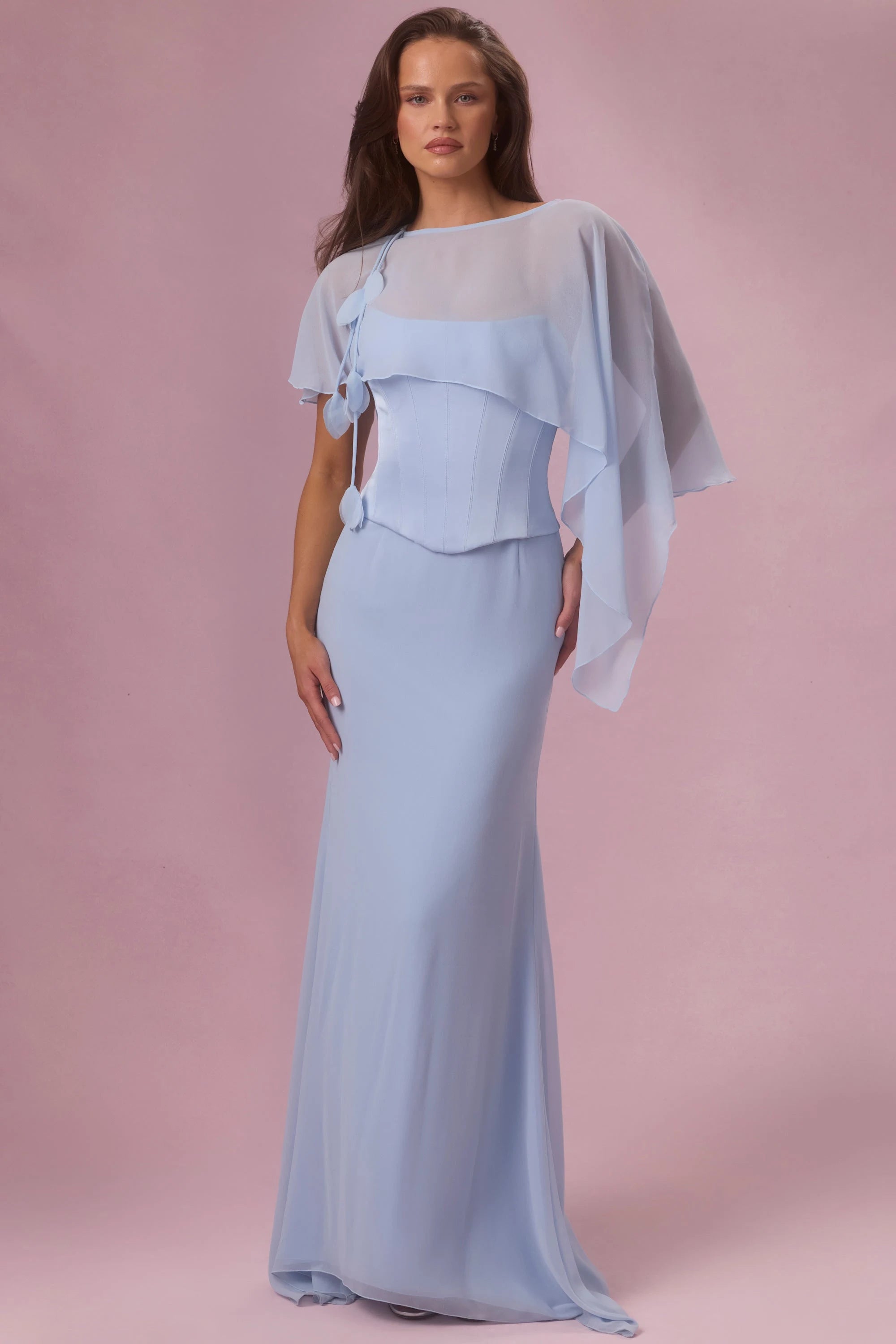 Elegant Sheath Strapless Sleeveless Corset Lace-Up Periwinkle Blue Floor-Length Prom Dresses Women's Gown