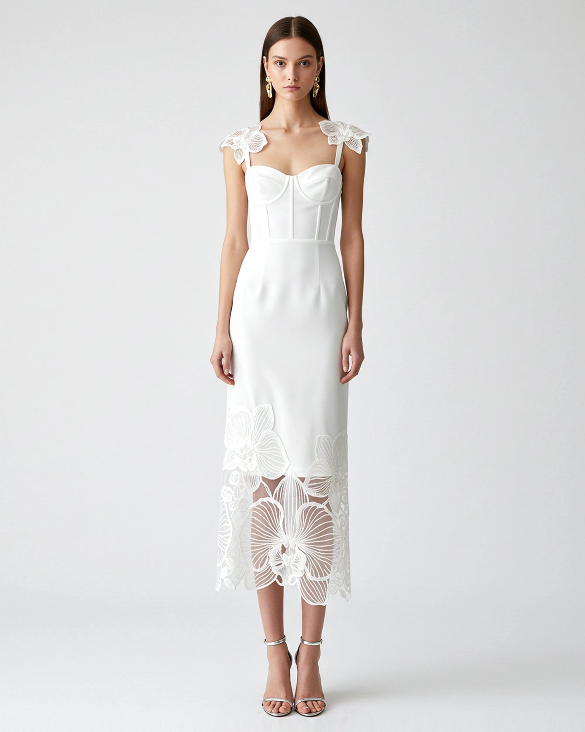 Elegant Sheath Sweetheart Off-Shoulder White Midi Prom Dress Women's Gown