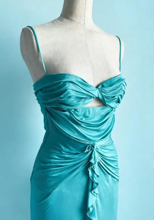 Elegant Sheath Sweetheart Sleeveless Ruched Ruffled Teal Midi Homecoming Dress