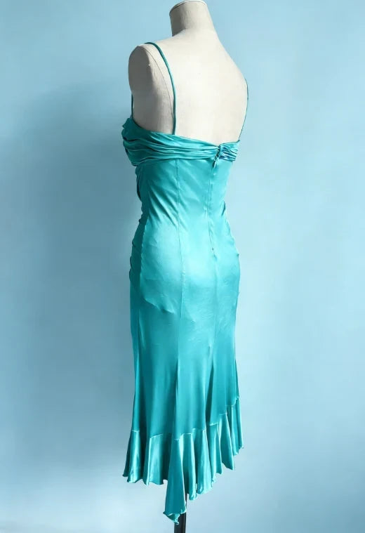 Elegant Sheath Sweetheart Sleeveless Ruched Ruffled Teal Midi Homecoming Dress