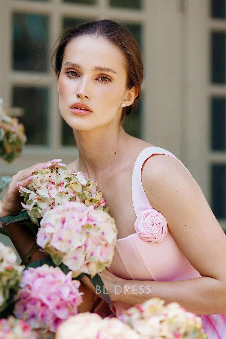 Elegant Square Neck Sleeveless Corset Rose Pink Mini Bubble Homecoming Dress