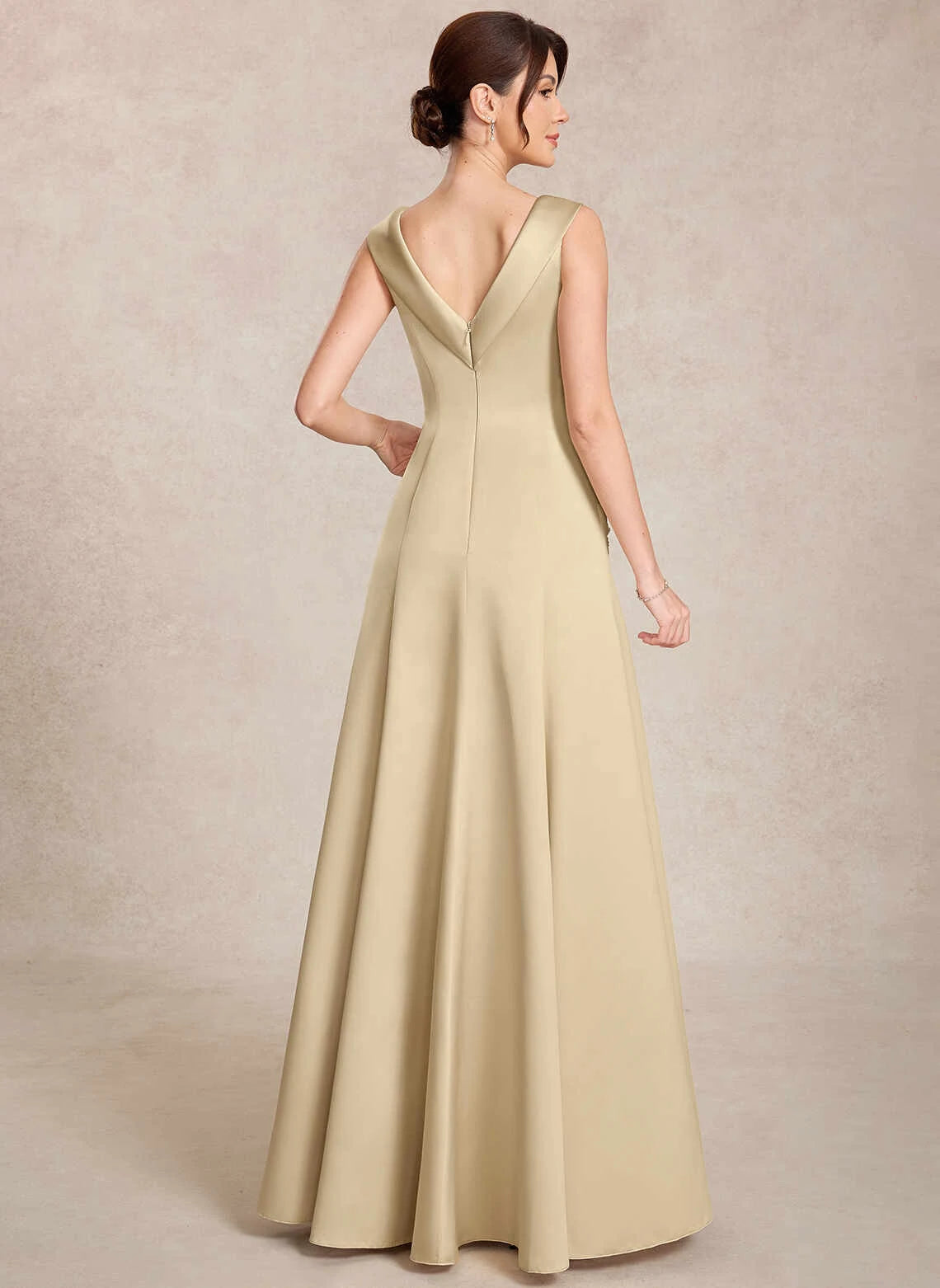 Elegant Trumpet Bateau Sleeveless Embroidered Champagne Mother Of The Bride Dress