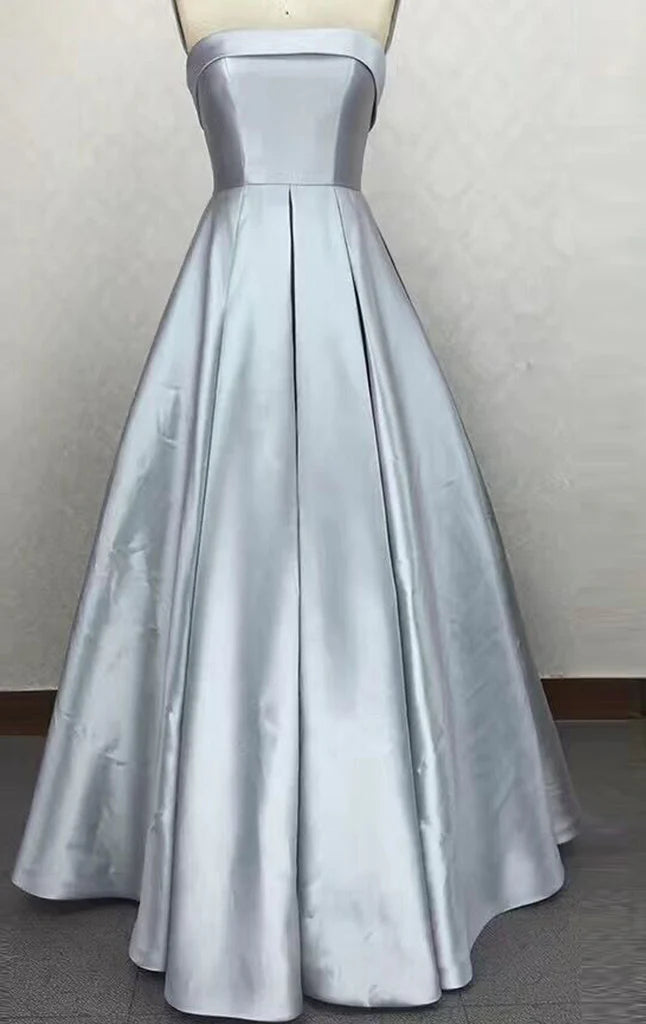 Strapless Satin Prom Dress Wedding Party Formal Gown