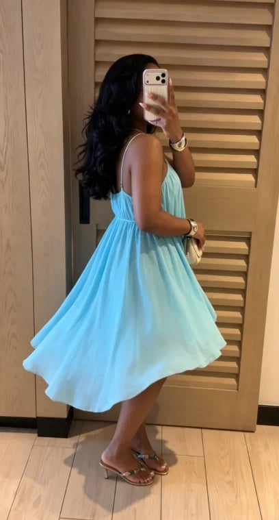 Flowy A-Line Halter Sleeveless Ruffled Asymmetrical Aqua Blue Short Homecoming Dresses