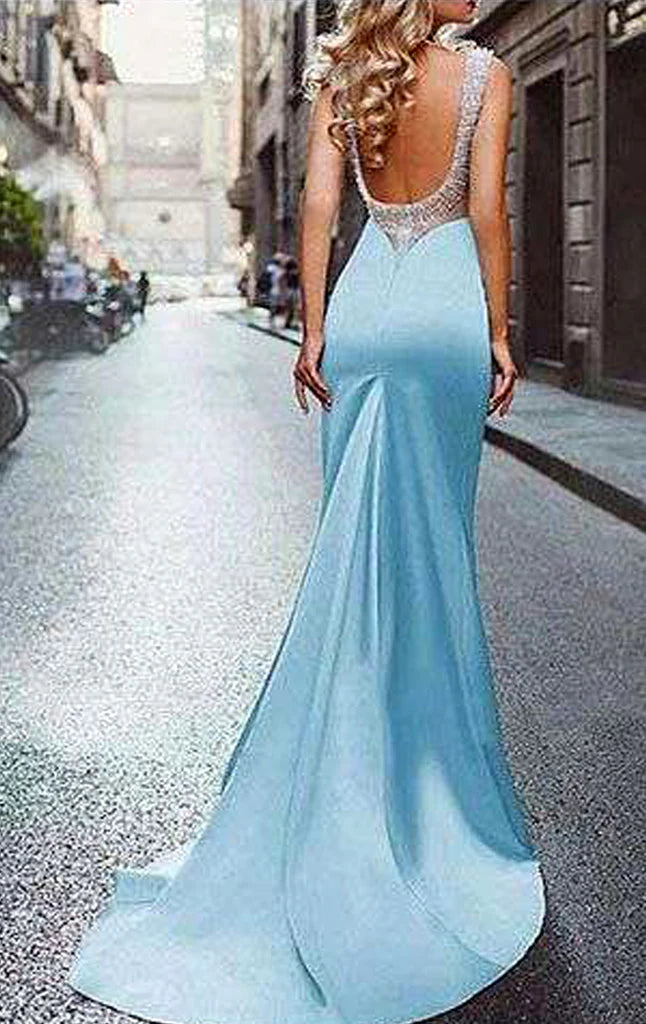 Mermaid Scoop Neck Long Prom Dress