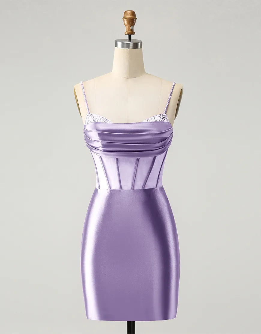 Satin-Heimkehrkleid mit glitzerndem Perlenkorsett