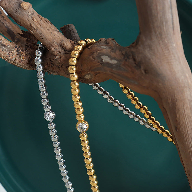 The personalized bracelet from the geometric beaded jewelry set.