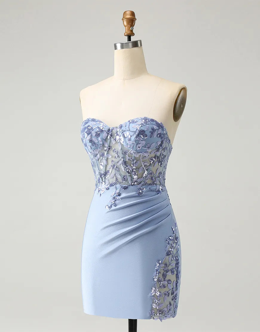 Woman walking gracefully in a sleeveless sequined formal gown.