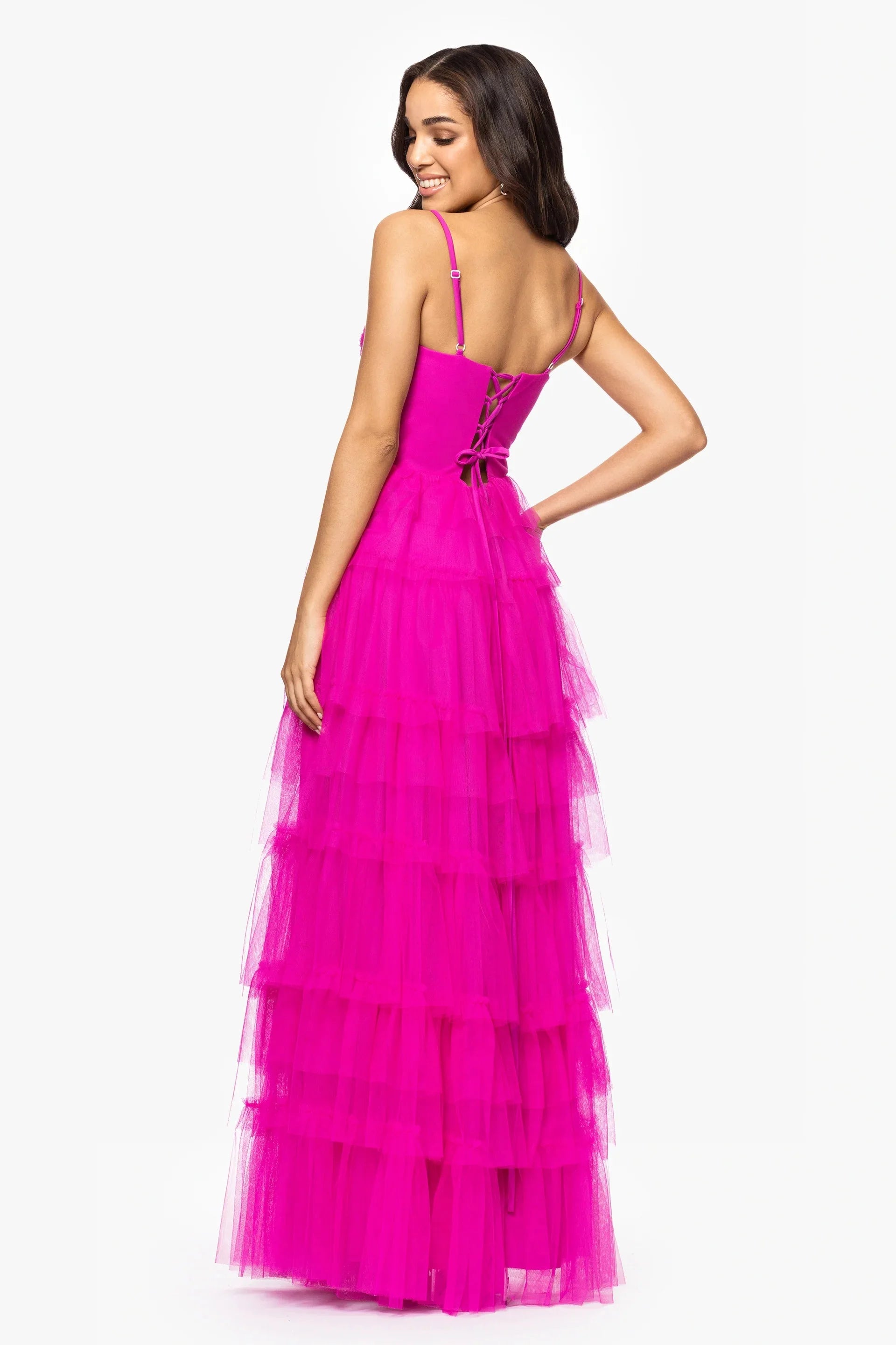 Glamorous A-Line Sweetheart Sleeveless Bow-Accent Fuchsia Floor-Length Prom Gown