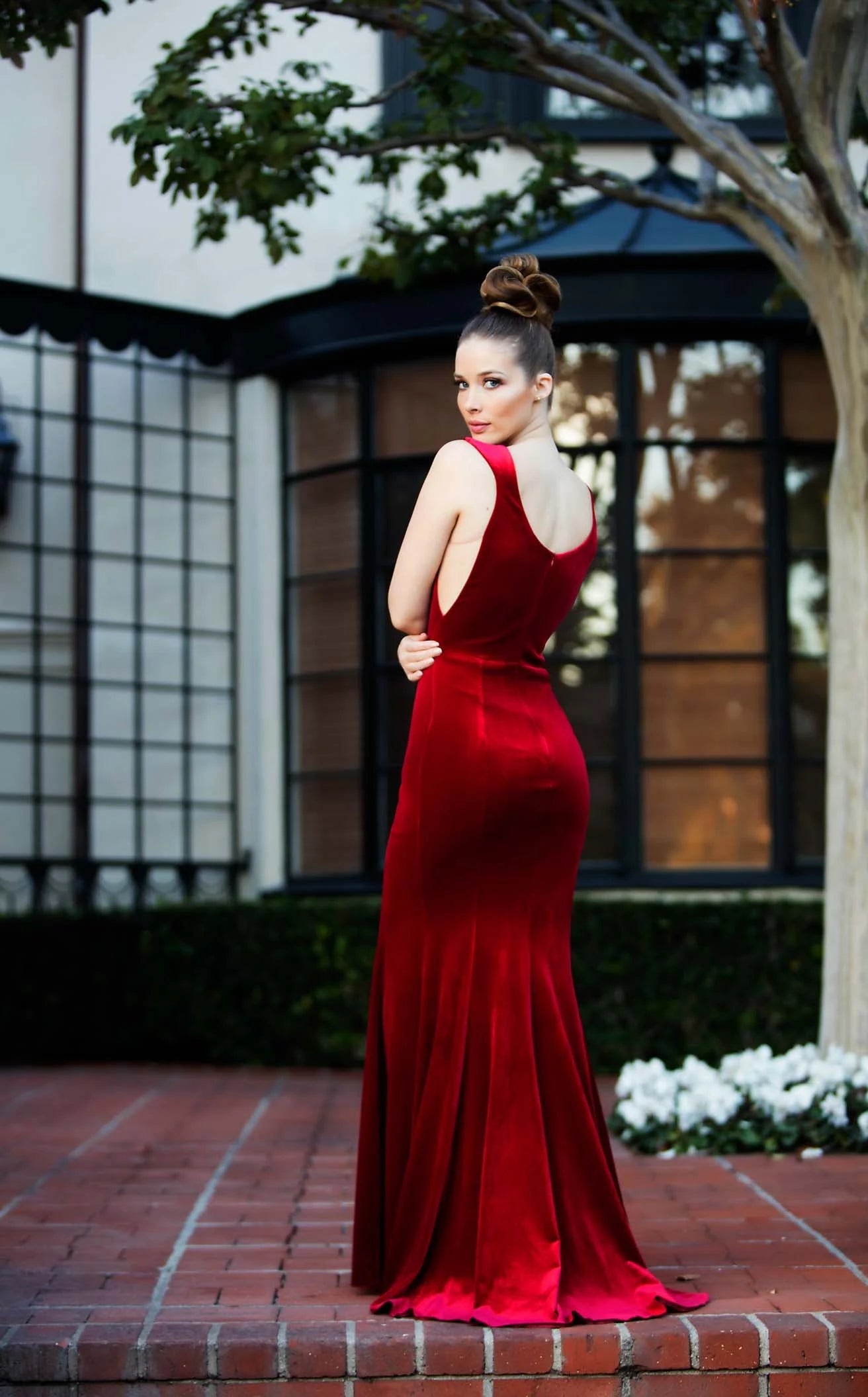 Glamorous Mermaid Plunging V-Neck Sleeveless High Slit Burgundy Floor-Length Prom Dress