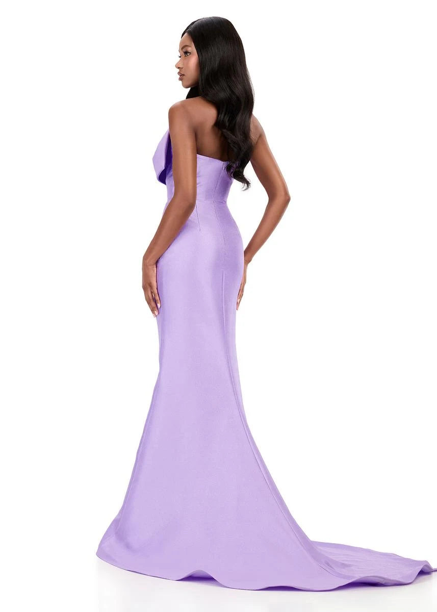 Glamorous Mermaid Strapless Dramatic Bow Lavender Floor-Length Prom Dress Women's Gown