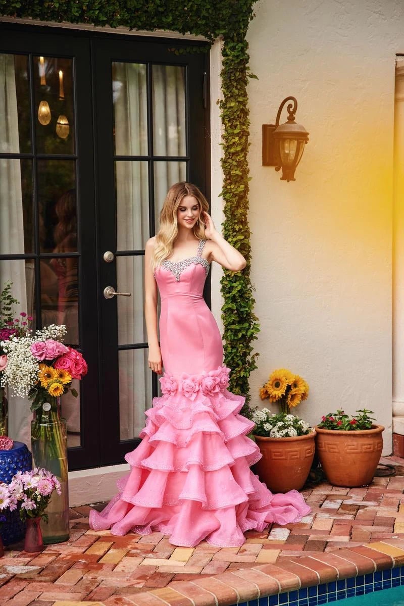 Glamorous Mermaid Sweetheart Embellished Pink Floor-Length Prom Dresses For Women