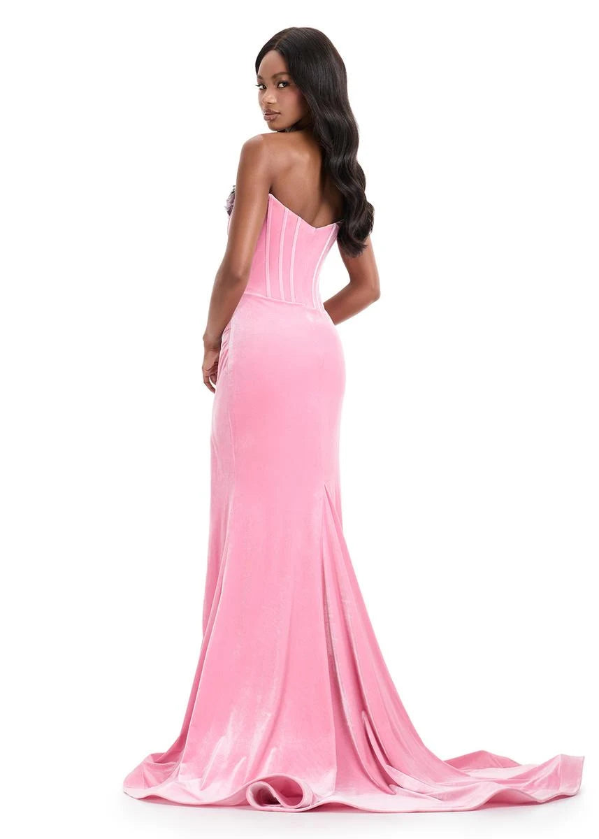 Glamorous Mermaid Sweetheart Sleeveless Floral High Slit Pink Floor-Length Prom Dress