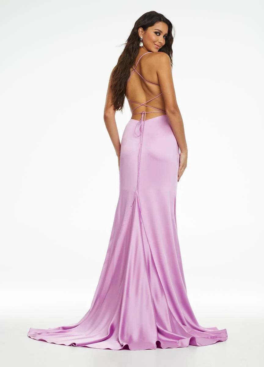 Glamorous Sheath Cowl Sweetheart Sleeveless Draped Lilac Floor-Length Prom Gown