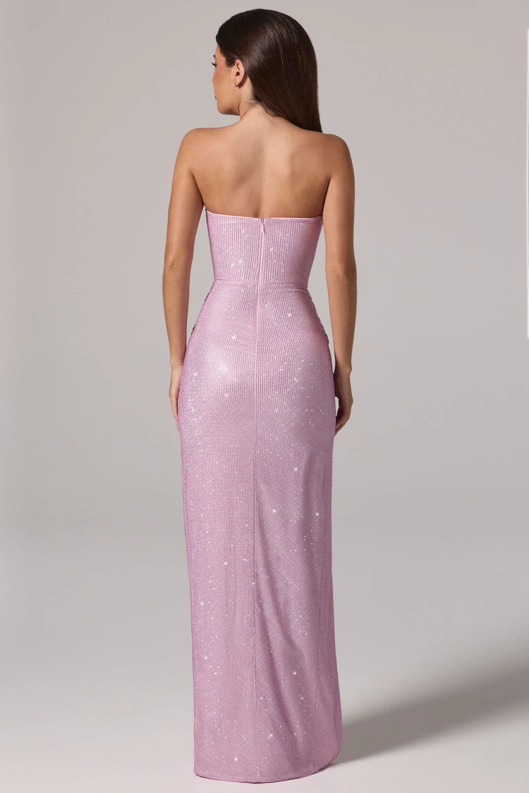 Glamorous Sheath Strapless High Slit Ruched Lilac Floor-Length Prom Gown